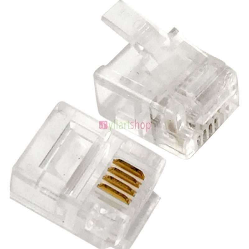 Lot de 100 Connecteurs RJ11 Mâles Kuwes | Haute Qualité pour Câble Téléphonie & ADSL