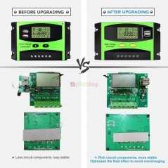 Contrôleur de Charge Solaire 12V24V 50A PWM Panneau Solaire Régulateur Intelligent avec Double Port USB Affichage LCD, 50A