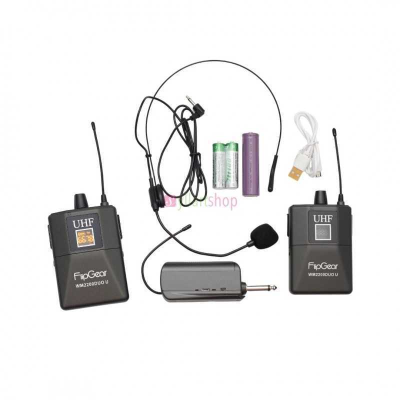 Microphone sans fil portable UHF W-15C (10 canaux sélectionnables) - 2 casques Microphone sans fil portable UHF W-15C (10 canaux sélectionnables) - 2 casques