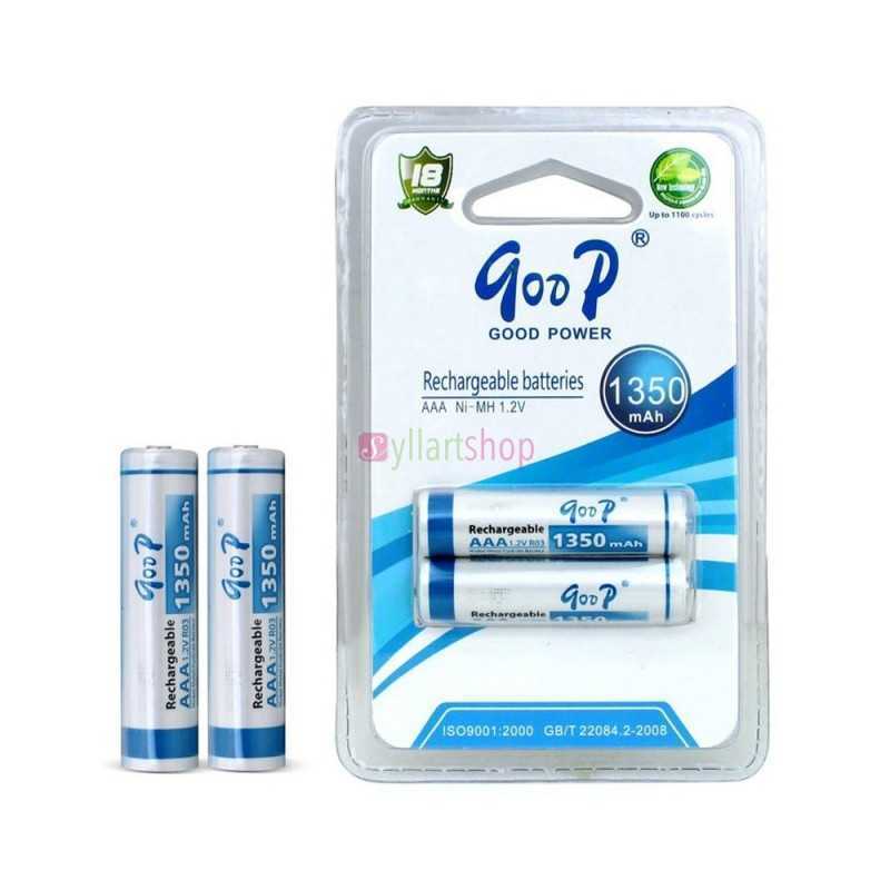 Batterie rechargeable Goop AAA 1350 mAh Ni-MH 1,2 V 2 pièces (1 paire), jusqu'à 1100 cycles
