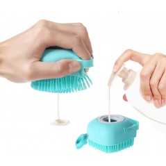 Brosse de bain douce en silicone avec distributeur de shampoing réutilisable Gommage doux Massage Exfoliation de la peau Corps
