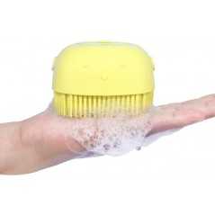 Brosse de bain douce en silicone avec distributeur de shampoing réutilisable Gommage doux Massage Exfoliation de la peau Corps