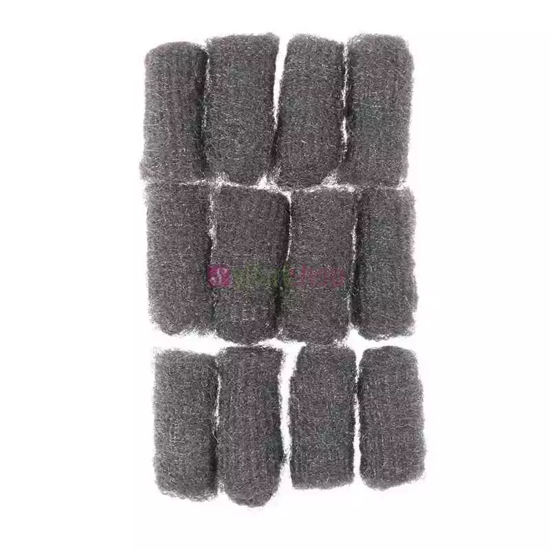 Tampons en laine d'acier fil de cuisine boule de nettoyage en acier inoxydable nettoyeur de casserole 12 pièces