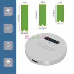Boîtier SSD USB 3.1 Type-C vers PCI-E M.2 NVMe pour Windows OSX Linux Silver