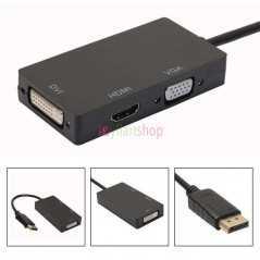 Adaptateur 3 en 1 DisplayPort HUB DP vers HDMI VGA DVI 4K