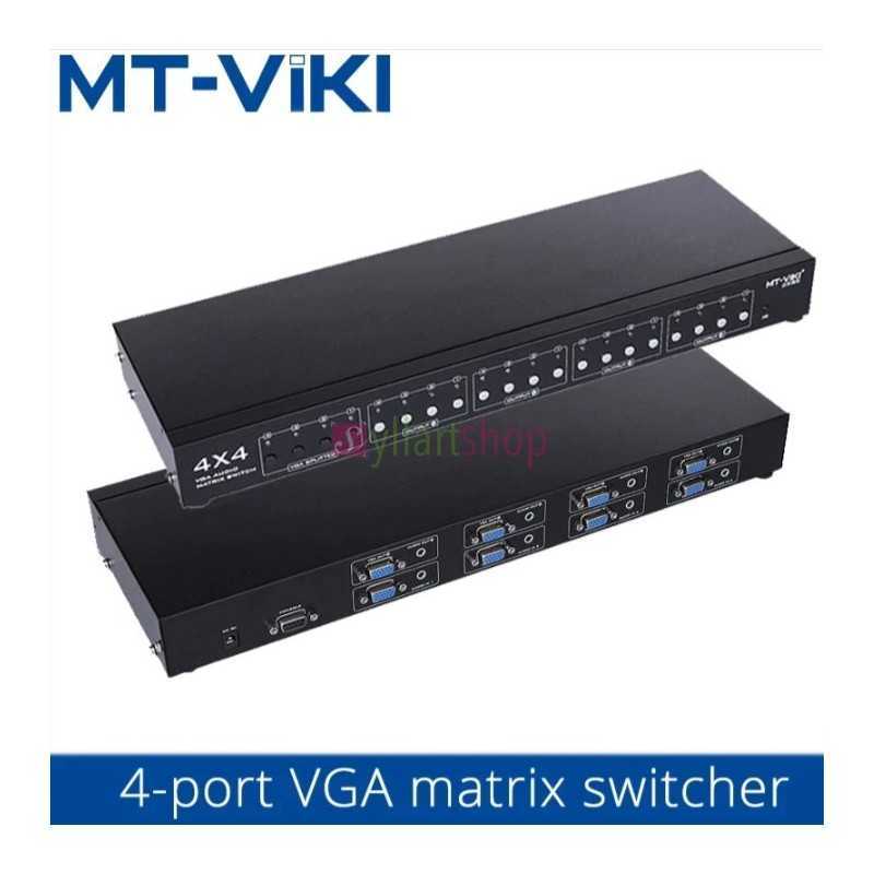 Switch matriciel VGA 4 en 4 sorties, séparateur Audio, télécommande HD, avec alimentation MT-VIKI, MT-VT414