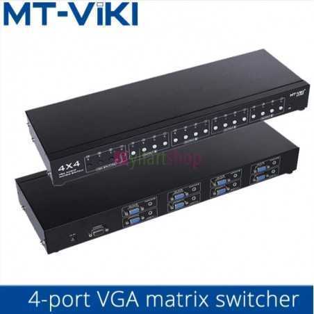 Switch matriciel VGA 4 en 4 sorties, séparateur Audio, télécommande HD, avec alimentation MT-VIKI, MT-VT414