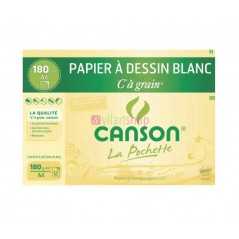 CANSON Pochette papier dessin C à grain - 21 x 29,7 cm - A4 180g - 12 feuilles - Blanc