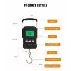 Balance numérique 75kg/10g avec ruban à mesurer 100cm, Balance électronique à main pour la pêche, bagages voyage poids Balance