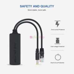Splitter Poe 10/100 Mbps 12 V/1 A 5,5 x 2,1 mm DC IEEE 802.3af conforme pour caméra CCTV