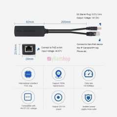Splitter Poe 10/100 Mbps 12 V/1 A 5,5 x 2,1 mm DC IEEE 802.3af conforme pour caméra CCTV