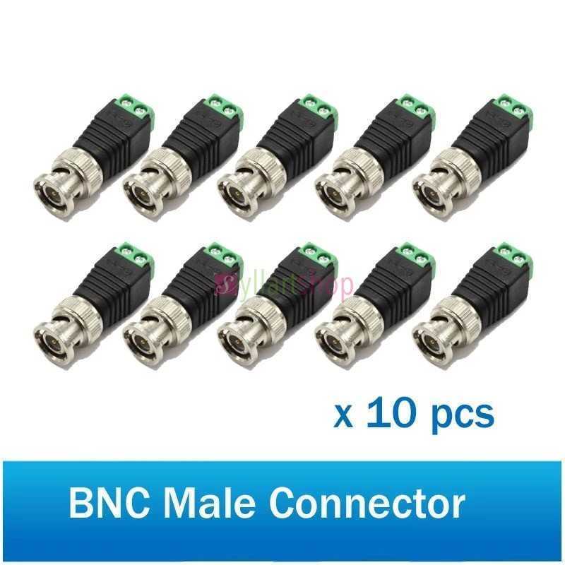 Pack de 10 Connecteurs BNC Métalliques | Adaptateur CC pour Caméra CCTV Mâle
