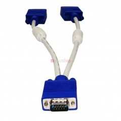 Adaptateur VGA 15 broches PC mâle vers 2 femelles Double bi-écrans