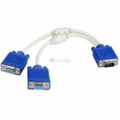 Adaptateur VGA 15 broches PC mâle vers 2 femelles Double bi-écrans