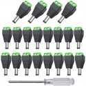 Paquets de 10 Alimentation 12V/24V DC Mâle 5.5x2.1mm DC Vis Borne Connecteur, pour CCTV Caméra LED Bande (Vert)