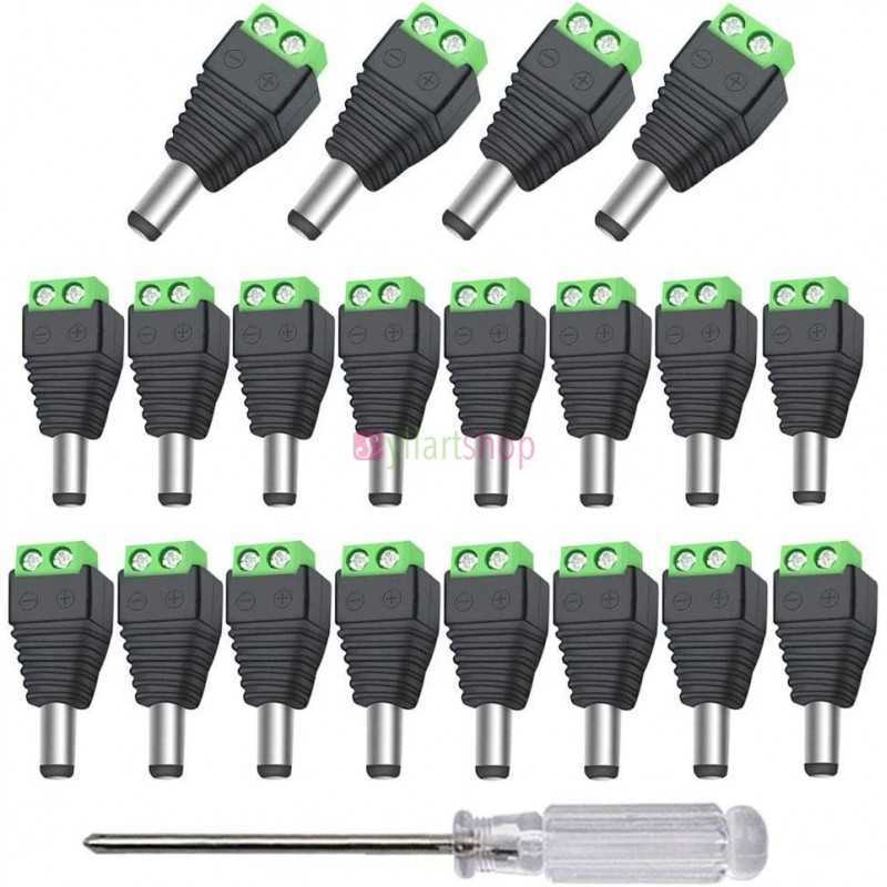 Paquets de 10 Alimentation 12V/24V DC Mâle 5.5x2.1mm DC Vis Borne Connecteur, pour CCTV Caméra LED Bande (Vert) Paquets de 10 Alimentation 12V/24V DC Mâle 5.5x2.1mm DC Vis Borne Connecteur, pour CCTV Caméra LED Bande (Vert)
