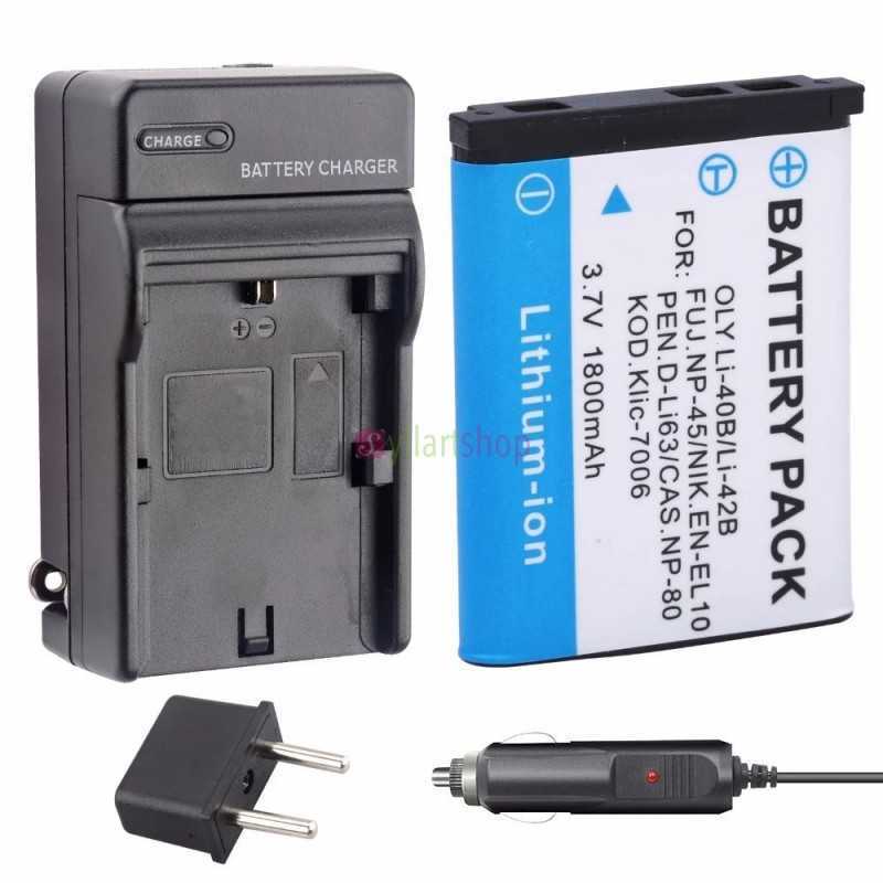 Chargeur & Batterie Nikon EN-EL10 | Pour Pentax D-Li63 & Fuji NP-45