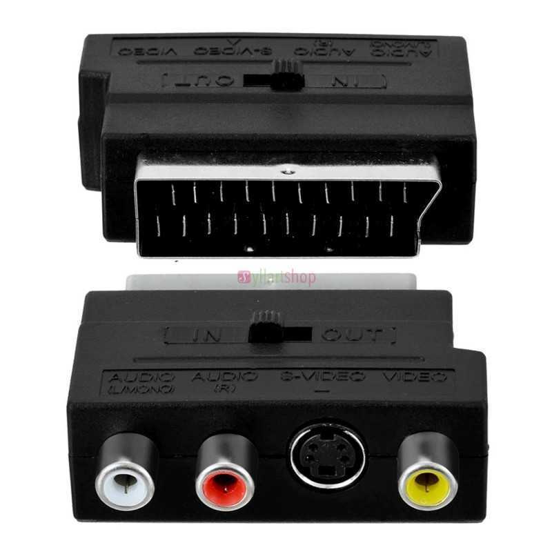 Scart Vers 3 Rca Svhs S-VIDEO Adaptateur Phono Câble Audio Vidéo TV Av Scart Vers 3 Rca Svhs S-VIDEO Adaptateur Phono Câble Audio Vidéo TV Av