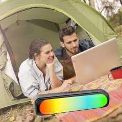 Haut Parleur Portable Sans Fil Bluetooth 5.0 / Lumière RVB / Rechargeable / Super Bass / Radio FM / Fente TF / AUX