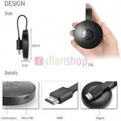 Récepteur HDMI TV sans fil compatible Airplay DLNA Miracast, compatible avec les smartphones iOS/Android