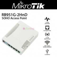 MikroTik RB951G-2HnD | Routeur Wi-Fi N300 Gigabit | 5x PoE | RouterOS L4