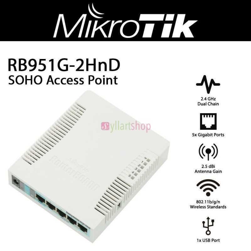 MikroTik RB951G-2HnD | Routeur Wi-Fi N300 Gigabit | 5x PoE | RouterOS L4