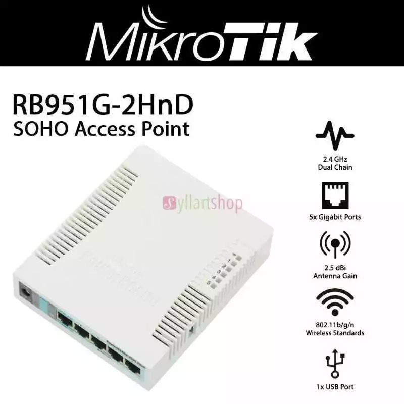 Point d'accès Mikrotik RB951G-2HND RouterBOARD Gigabit avec antenne intégrée