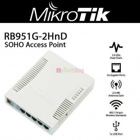 Point d'accès Mikrotik RB951G-2HND RouterBOARD Gigabit avec antenne intégrée