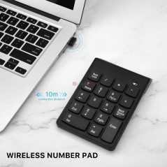 Clavier sans fil pavé numerique à 18 touches, avec récepteur mini USB 2,4 G pour PC surface Pro Noir