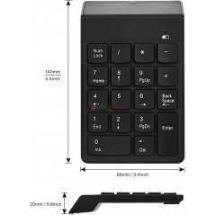 Clavier sans fil pavé numerique à 18 touches, avec récepteur mini USB 2,4 G pour PC surface Pro Noir