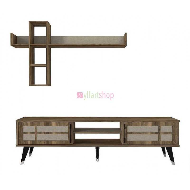 Ensemble meuble TV logan bohca marron marbre 1.80m T901 Ensemble meuble TV logan bohca marron marbre 1.80m T901