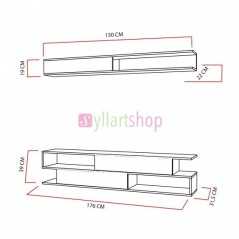 Ensemble meuble TV sims marron blanc T908 1.80M
