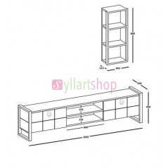 Ensemble meuble TV loste iron maron T910