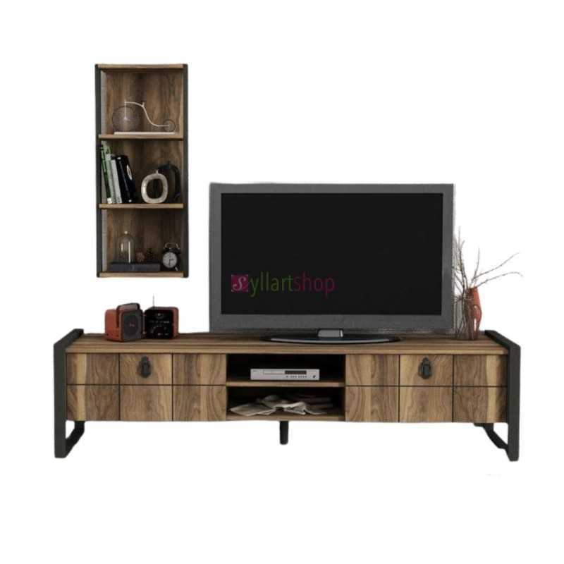 Ensemble meuble TV loste iron maron T910 Ensemble meuble TV loste iron maron T910