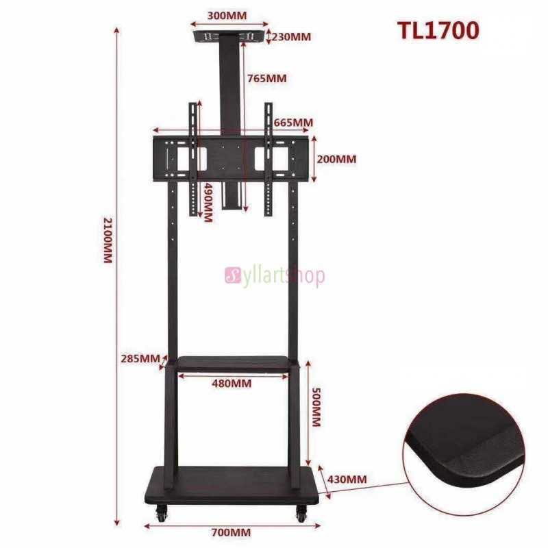 Support téléviseur sur Pied à roulettes réglable V-STAR TL 1700 32-75 pouces noir Support téléviseur sur Pied à roulettes réglable V-STAR TL 1700 32-75 pouces noir