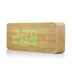 Réveil en bois de haute qualité avec chiffres, Design fait à la main, contrôle des sons, affichage LED, 21x9x5cm