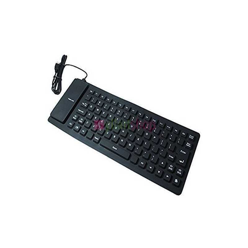 Clavier USB Filaire Portable Flexible Ultra Slim Silicone Pliable Étanche  (Noir)