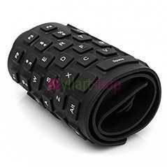 Clavier USB Filaire Portable Flexible Ultra Slim Silicone Pliable Étanche (Noir)