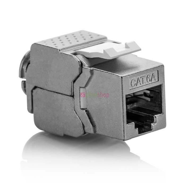 Module Keystone RJ45 CAT6A FTP 180° | Blindé pour Réseaux 10 Gigabit