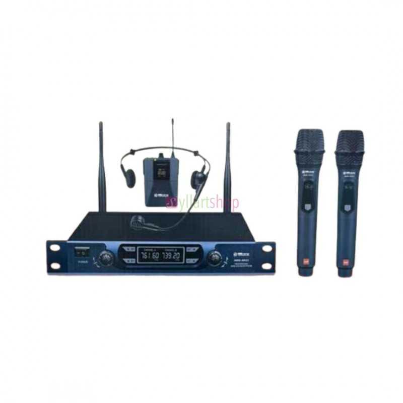 Système de microphone sans fil OMAX AWM-495V3 VHF à deux canaux Système de microphone sans fil OMAX AWM-495V3 VHF à deux canaux