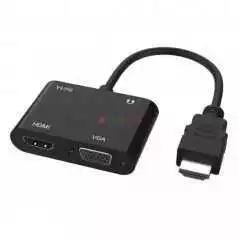Adaptateur vidéo Full HD 1080P, convertisseur HDMI vers HDMI, VGA, avec câble de chargement Micro-USB, câble Audio 3.5mm
