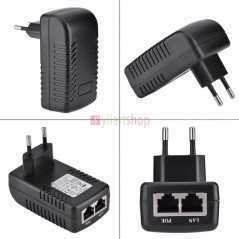 Adaptateur PoE Passif 24V 0.5A (12W) | Injecteur d'Alimentation pour Caméras IP / Téléphones VoIP