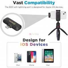 Microphone cravate sans fil 2,4 GHz BOYA BY-WM3T2-D2 pour iPhone 7/8/x/11/12 iPad avec Lightning 2 émetteurs 1 récepteur