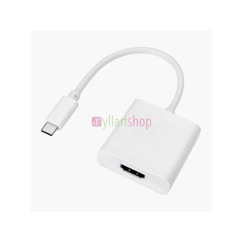 Adaptateur USB 3.1 Type C Male vers HDMI Female Blanc Adaptateur USB 3.1 Type C Male vers HDMI Female Blanc