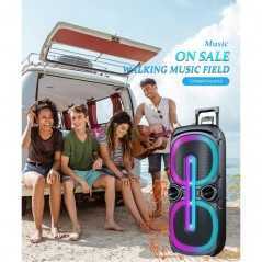 Haut parleur sans fil ZQS10201 + MIC chariot Big Blue 400W