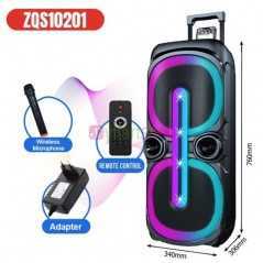 Haut parleur sans fil ZQS10201 + MIC chariot Big Blue 400W