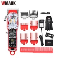 Tondeuse à cheveux Rechargeable sans fil Base rouge + étui Transparent WMARK NG-410