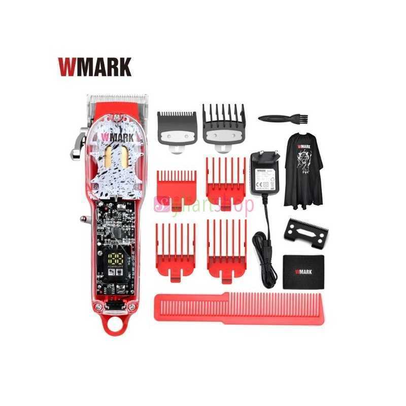Tondeuse à cheveux Rechargeable sans fil Base rouge + étui Transparent WMARK NG-410 Tondeuse à cheveux Rechargeable sans fil Base rouge + étui Transparent WMARK NG-410