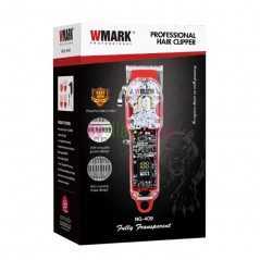 Tondeuse à cheveux Rechargeable sans fil Base rouge + étui Transparent WMARK NG-410