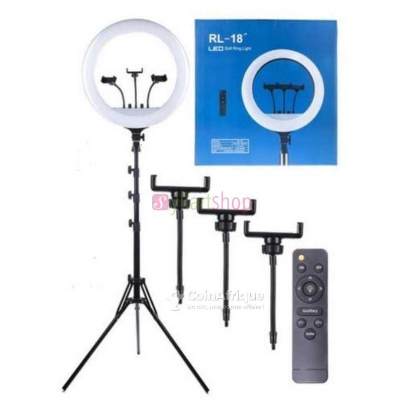 Ring Light RL-18 45cm + Trepied + Telecommande - Noir Ring Light RL-18 45cm + Trepied + Telecommande - Noir